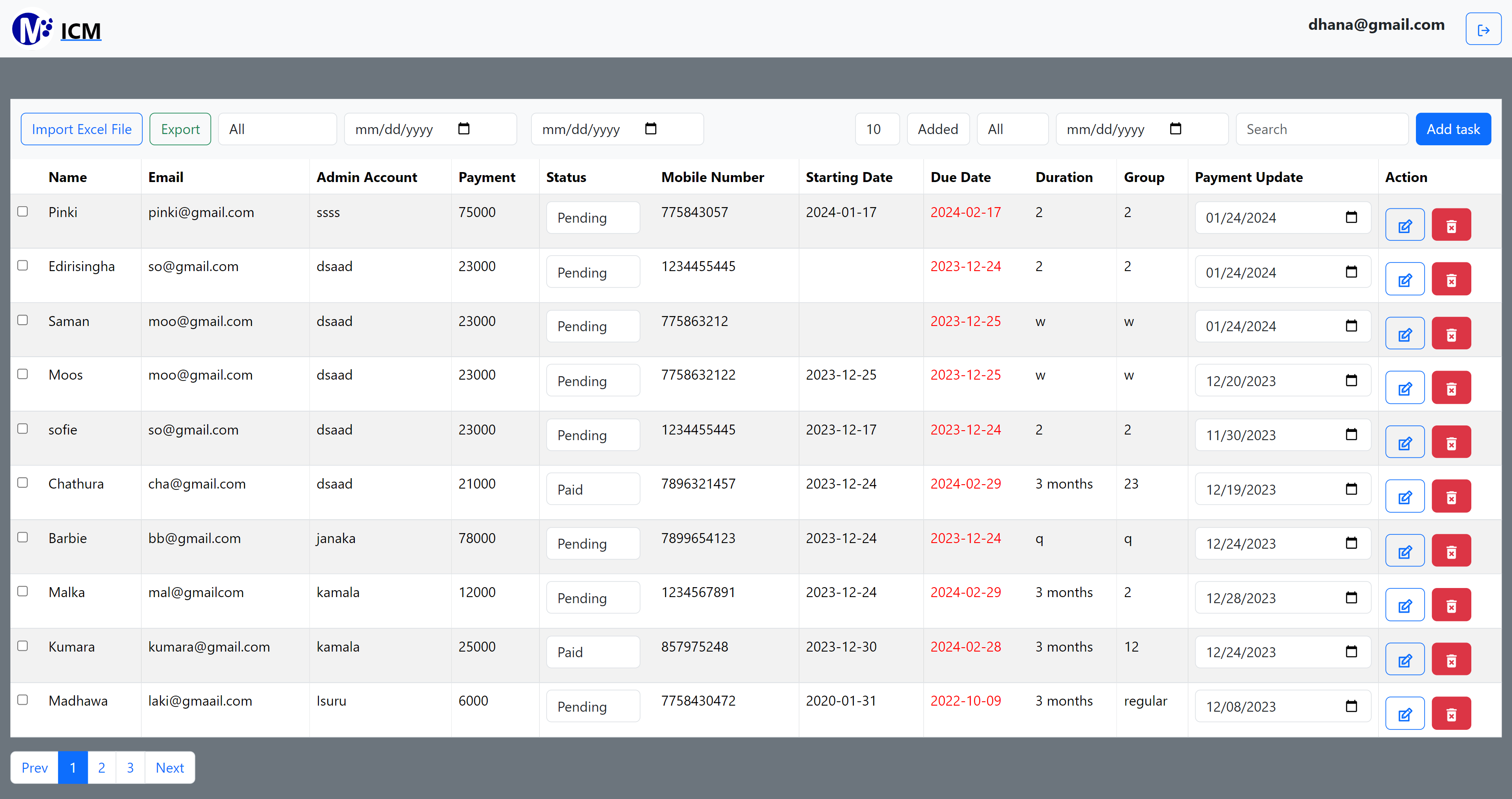 Payment Records Management System
